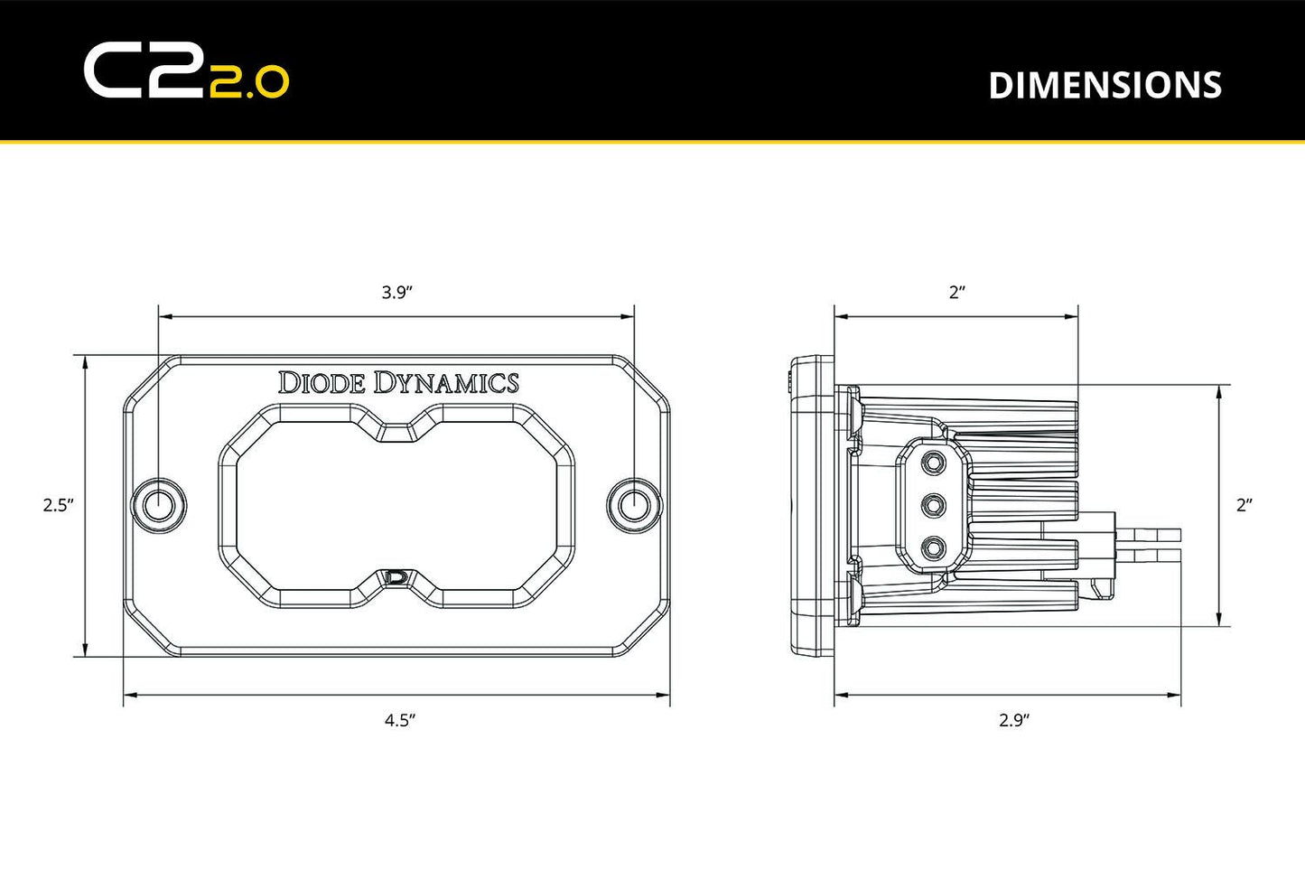 Stage Series 2" SSC2 2.0 Yellow Sport / Pro / Max Flush Mount LED Pod (one)
