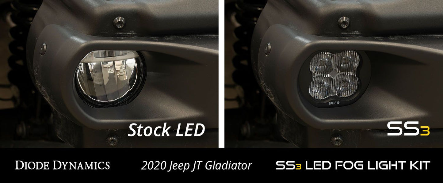 SS3 LED Fog Light Kit For 2020-2024 Jeep Gladiator (w/ Amber Backlights)