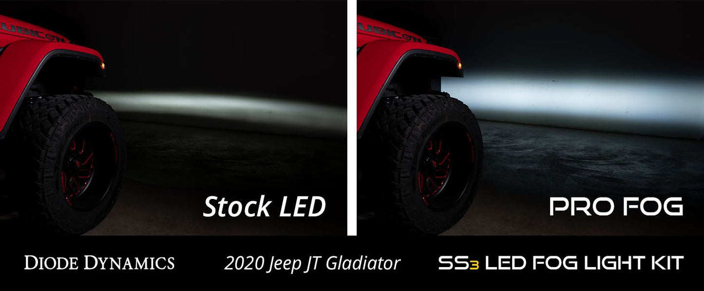 SS3 LED Fog Light Kit For 2020-2024 Jeep Gladiator (w/ Amber Backlights)