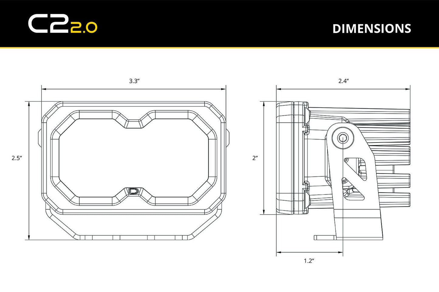 Stage Series 2" SSC2 2.0 SAE Yellow Sport / Pro / Max Standard LED Pod (one)