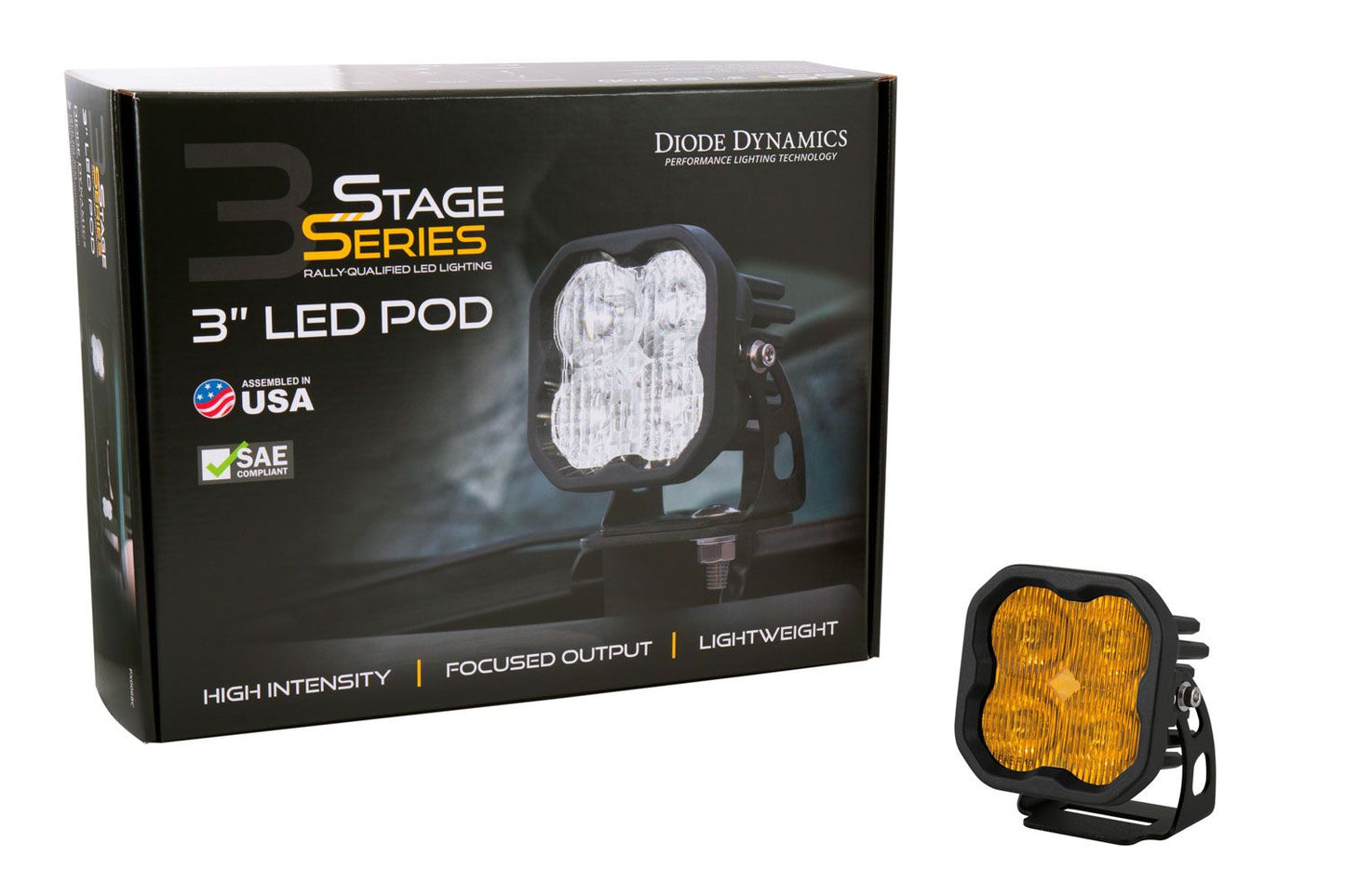 Stage Series 3" SAE Yellow Max LED Pod w/ Amber Backlights (one)