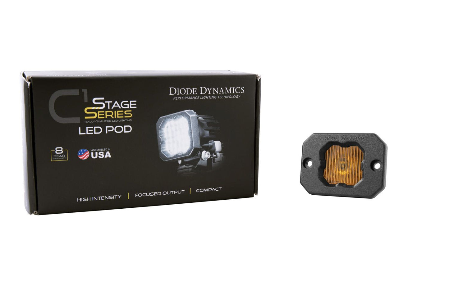 Stage Series C1 Yellow SAE Fog Flush Mount LED Pod (one)