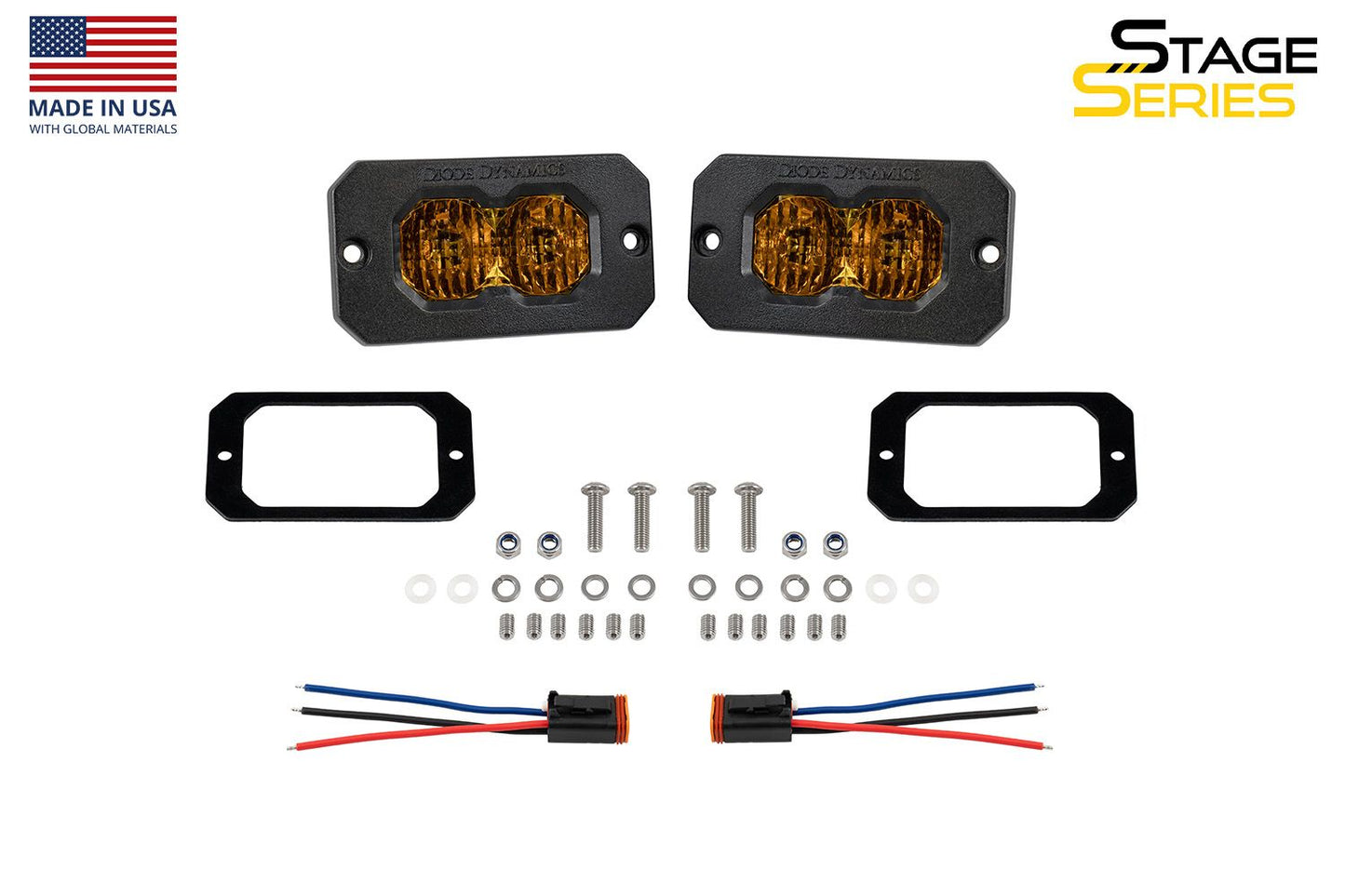 Stage Series 2" SSC2 2.0 Yellow Sport / Pro / Max Flush Mount LED Pod (Pair)