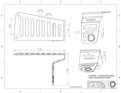 2018-2024 Jeep JL Wrangler Cowl Mount LED Brackets
