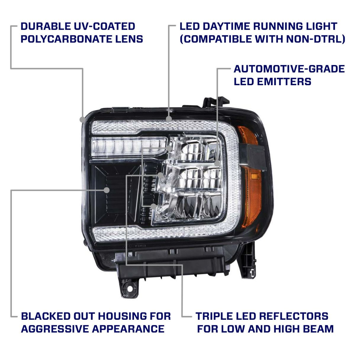 14-18 GMC Sierra 1500 and 15-19 GMC Sierra 2500/3500 LED Reflector Headlights Pair Form Lighting - FL0011