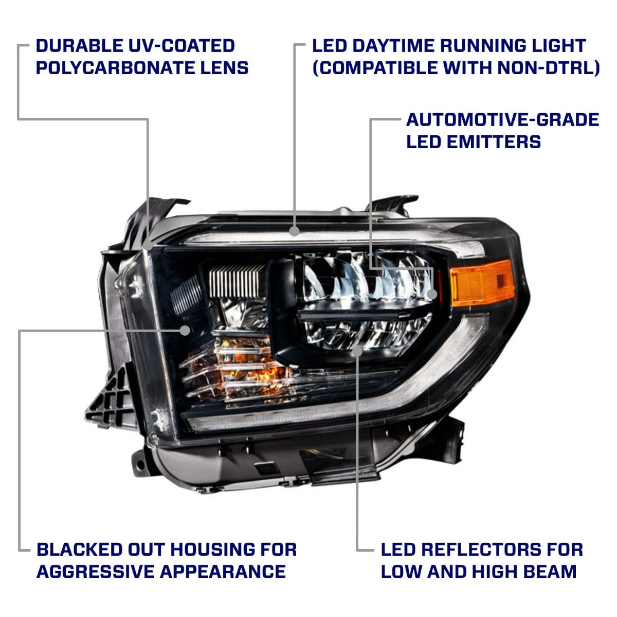 2014-2021 Toyota Tundra LED Reflector Headlights Pair Form Lighting - FL0002
