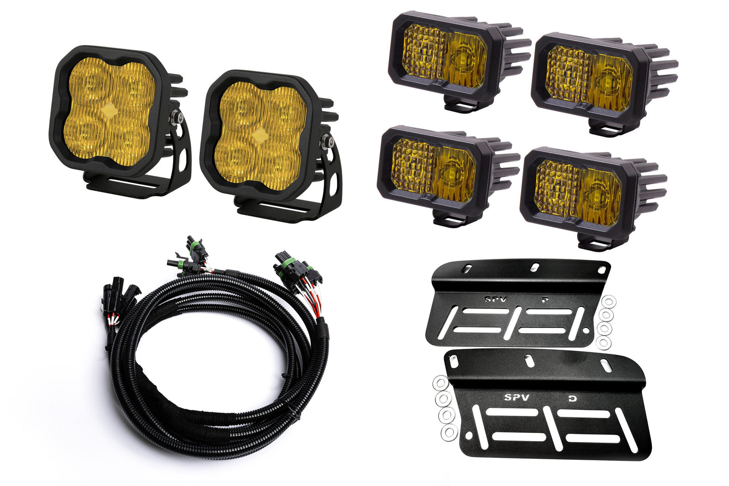 SPV Parts 2021+ Bronco - Diode Dynamics Fog Light Kit w/amber backlight - Including Brackets/Harness (Modular Bumper, INCLUDING RAPTOR)