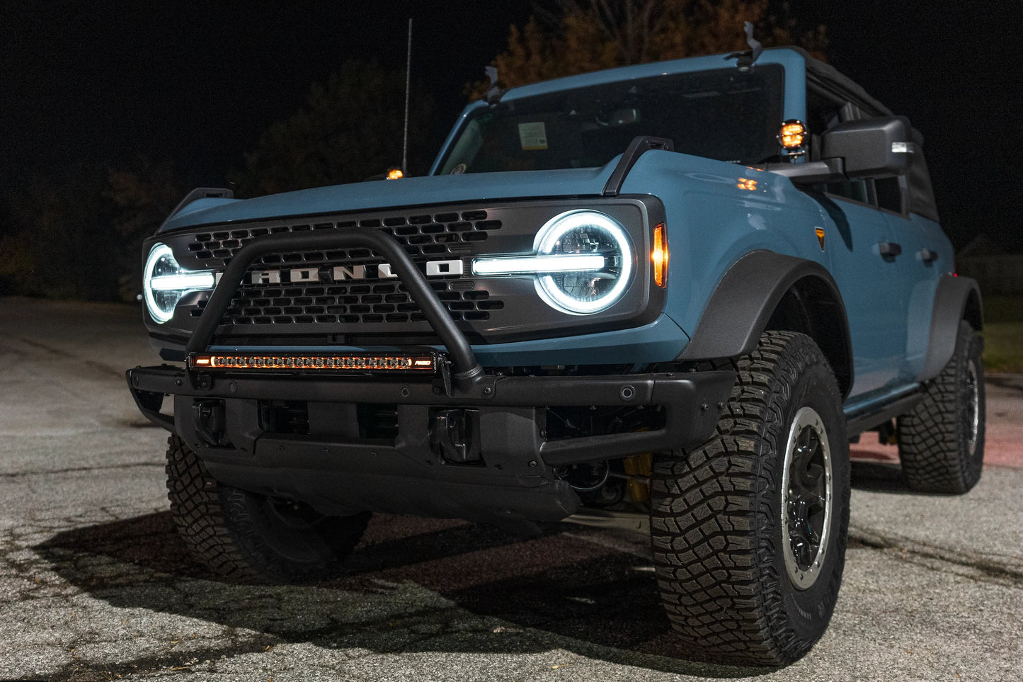 SPV Parts 2021+ Ford Bronco Modular Bumper Light / Light Bar Mounts for 30" Light Bars (Works WITH Ford Brush Bar)