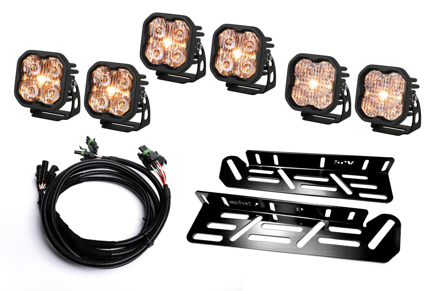 SPV Parts 2021-2026 Ford Raptor Diode Dynamics Sport & PRO Triple Fog Light Kit (With Brackets & Harness)