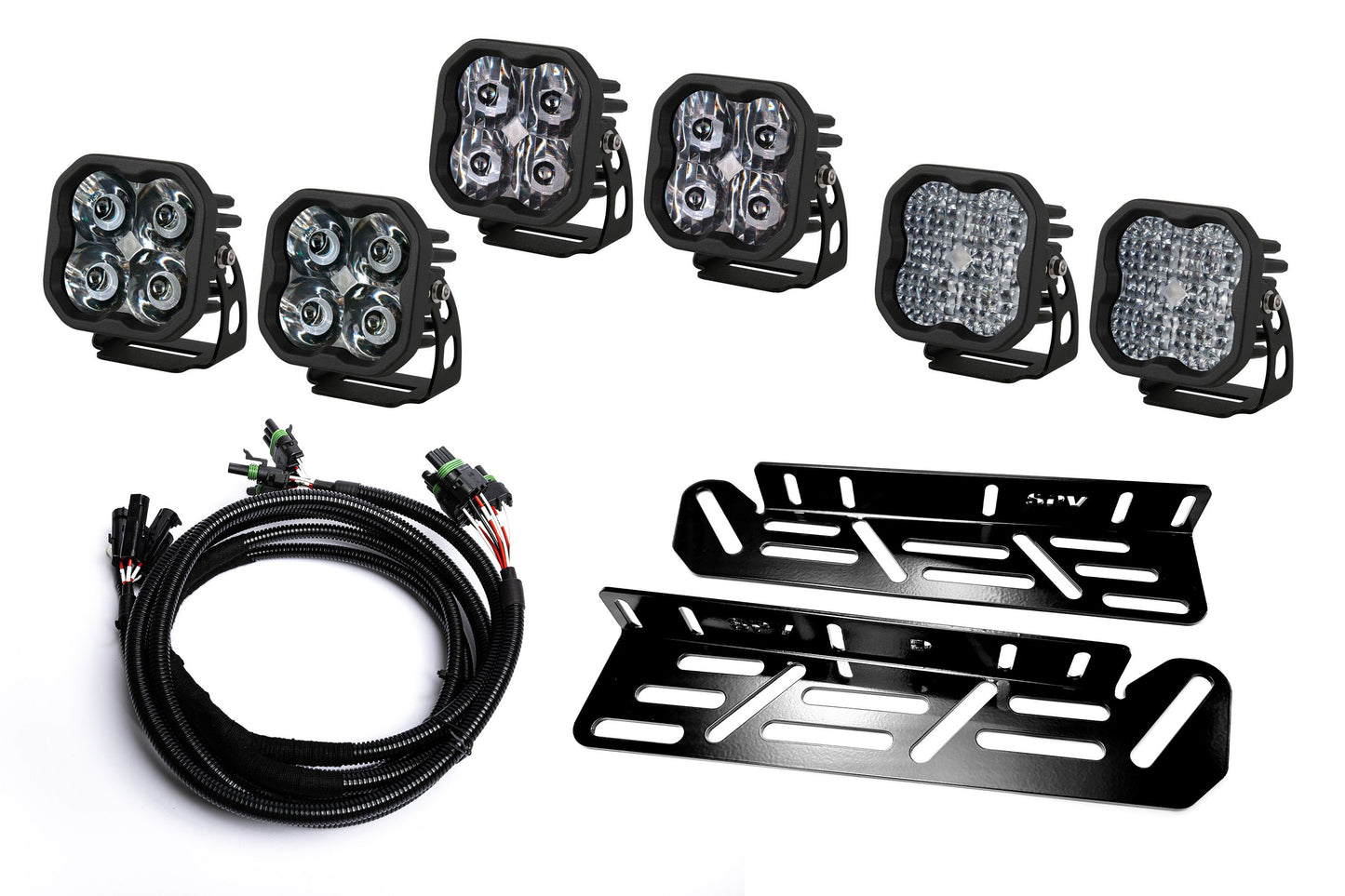 SPV Parts 2021-2026 Ford Raptor Diode Dynamics Sport & PRO Triple Fog Light Kit (With Brackets & Harness)