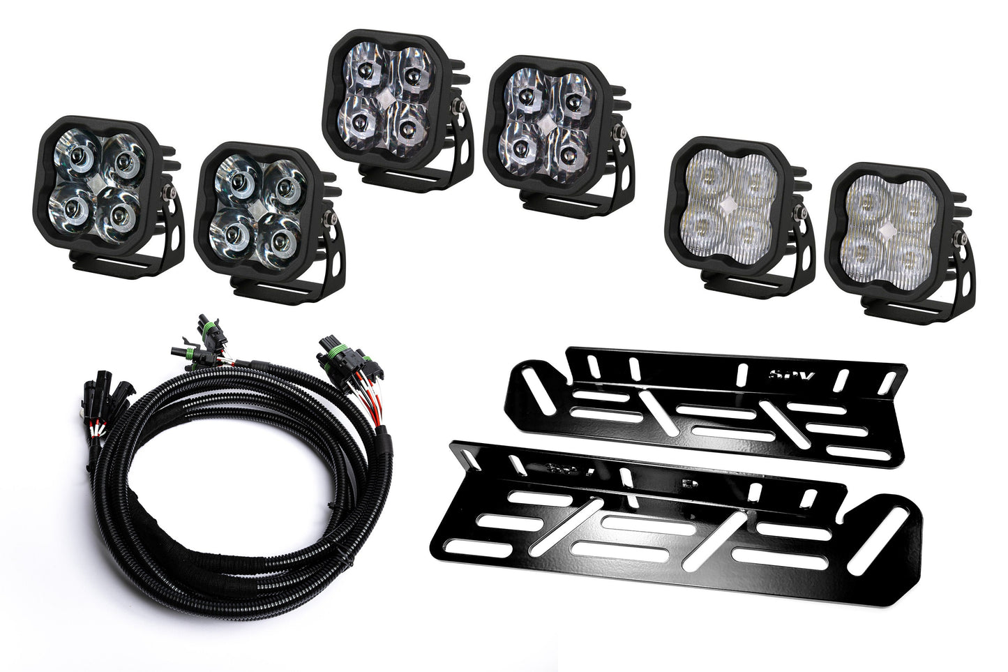 SPV Parts 2021-2026 Ford Raptor Diode Dynamics Sport & PRO Triple Fog Light Kit (With Brackets & Harness)