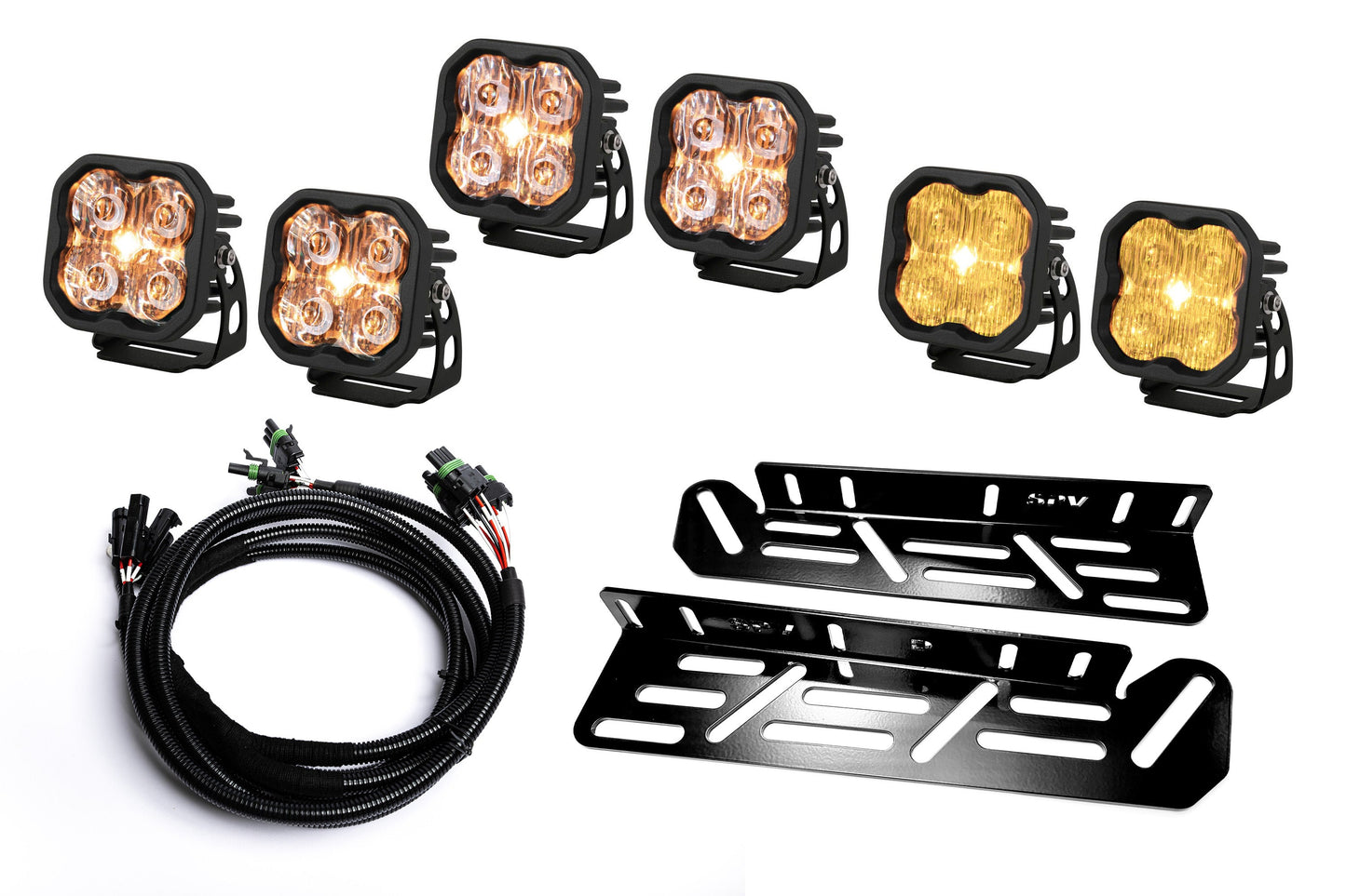 SPV Parts 2021-2026 Ford Raptor Diode Dynamics Sport & PRO Triple Fog Light Kit (With Brackets & Harness)