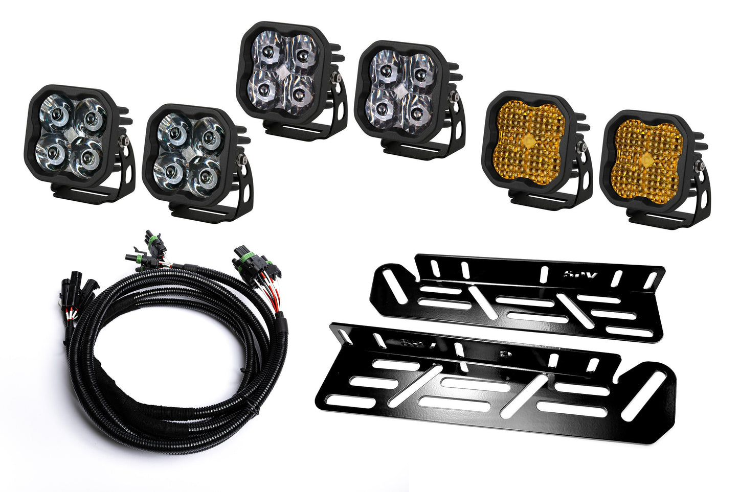 SPV Parts 2021-2026 Ford Raptor Diode Dynamics Sport & PRO Triple Fog Light Kit (With Brackets & Harness)