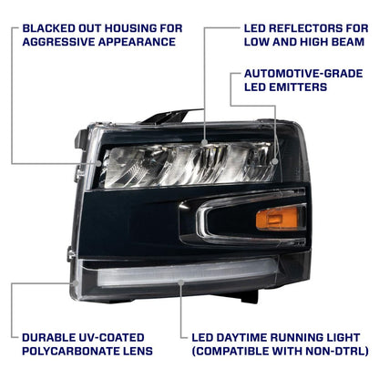 2007-2013 Chevrolet Silverado LED Reflector Headlights Pair Form Lighting - FL0004