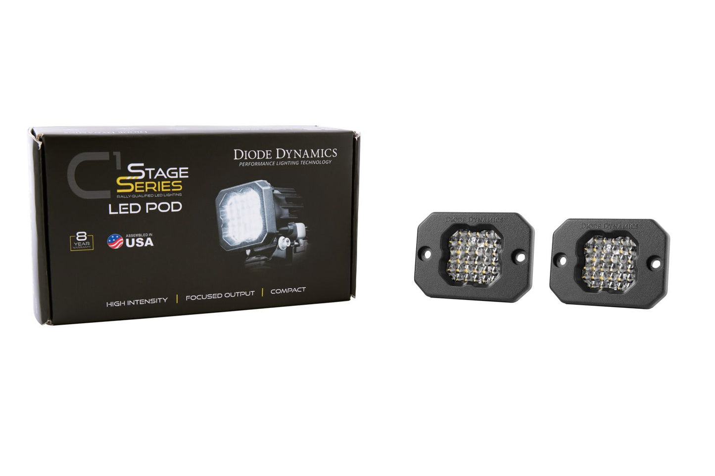 Diode Dynamics Stage Series C1 SSC1 White Flush Mount LED Pod (Pair)