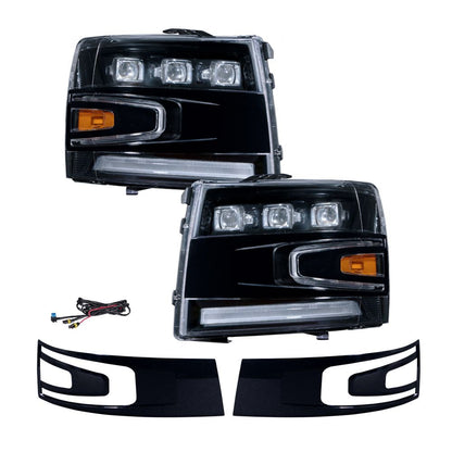 2007-2013 Chevrolet Silverado LED Projector Headlights Pair Form Lighting - FL0005