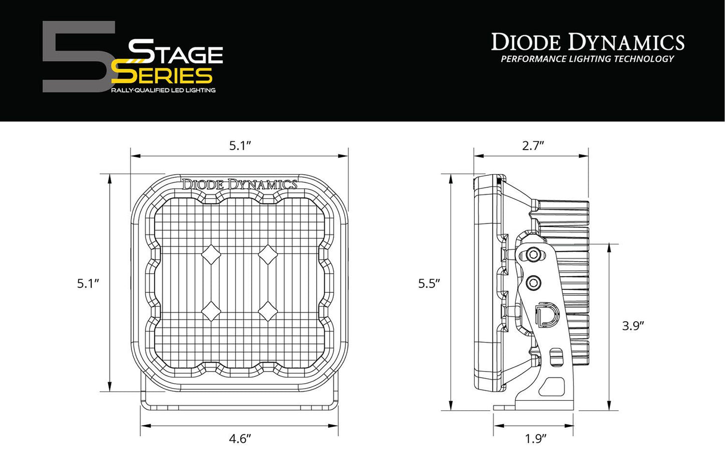 Diode Dynamics Stage Series 5" White PRO LED Pod (pair) SS5