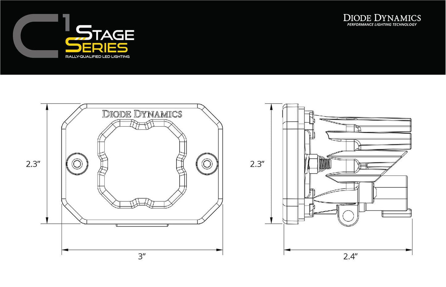 Diode Dynamics Stage Series C1 SSC1 White Flush Mount LED Pod (Pair)