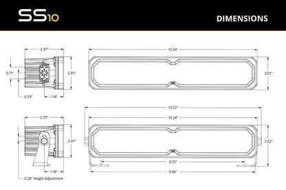 Diode Dynamics 10in SS10 SAE/DOT White or Yellow LED Light Bar (one)