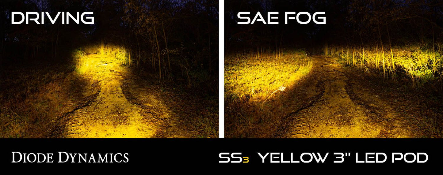 Stage Series 3" SAE Yellow Pro LED Pod with Amber Backlight (one)