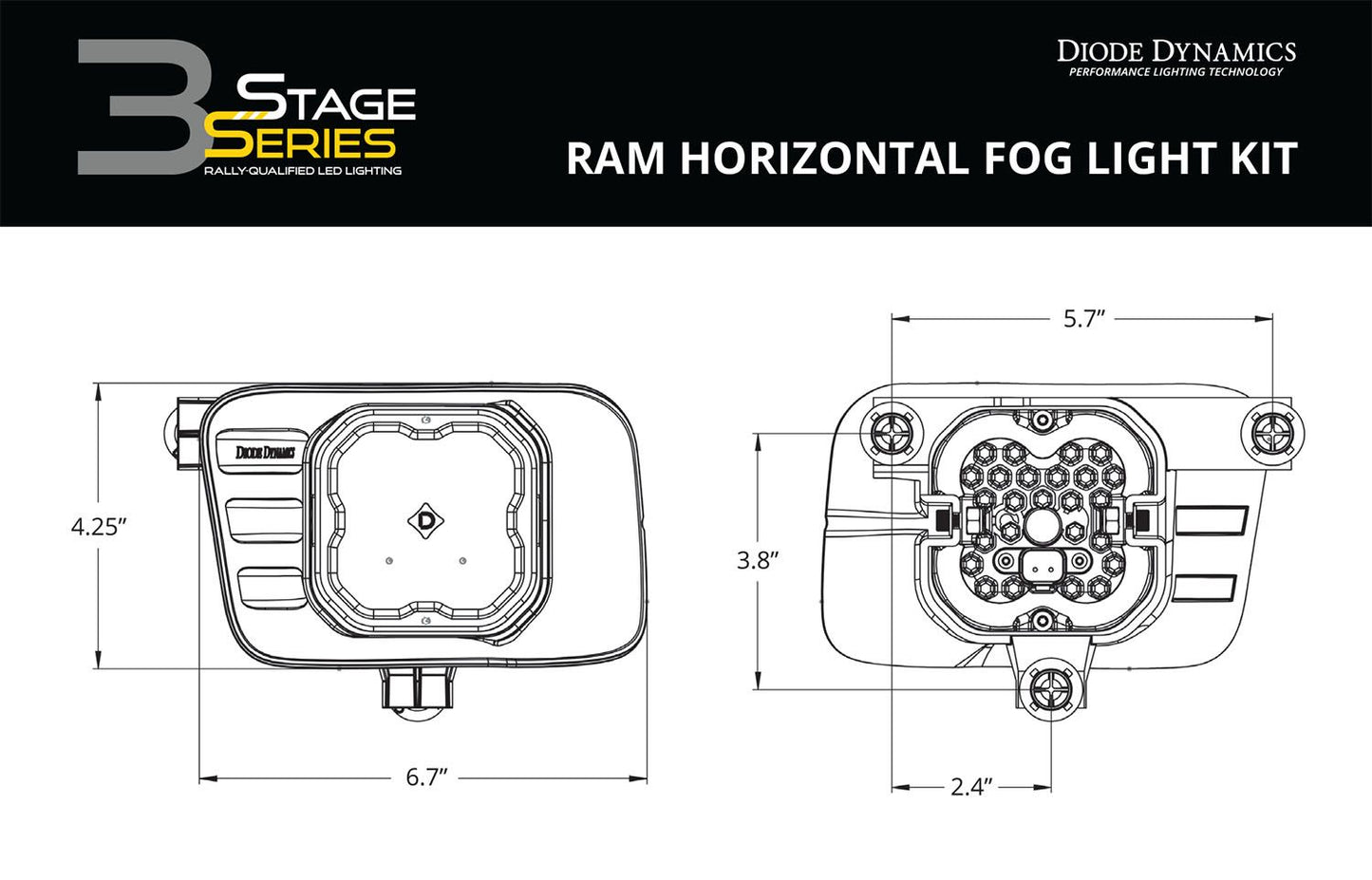 SS3 LED Fog Light Kit For 2009-2012 Ram 1500 (w/ Amber Backlights)
