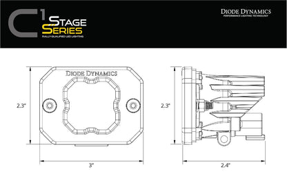 Stage Series C1 White SAE Fog Flush Mount LED Pod (one)