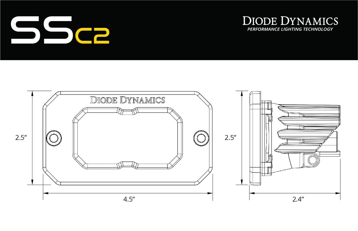 Stage Series 2" SAE White Sport Flush Mount LED Pod (one)