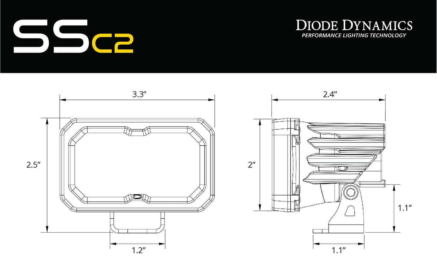 Stage Series 2" SSC2 1.0 SAE/DOT White Sport Standard LED Pod (one)